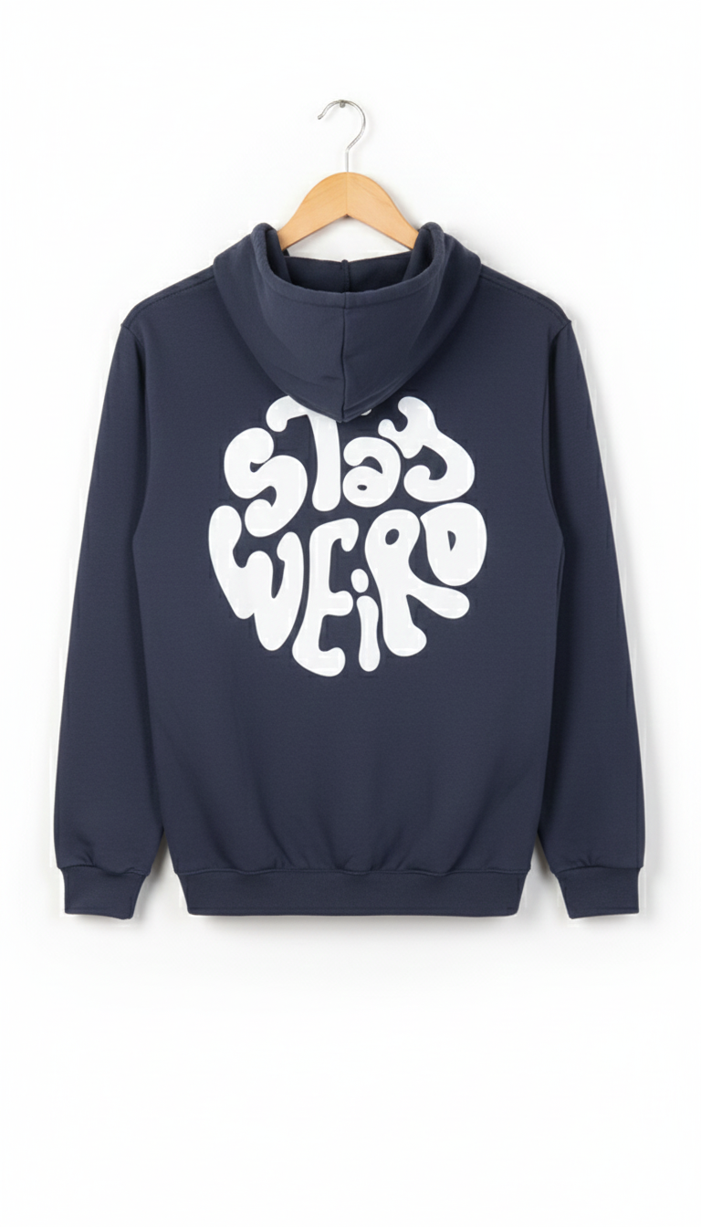 Nevermind x Stay Weird Navy Hoodie – Ekros Street Classic.